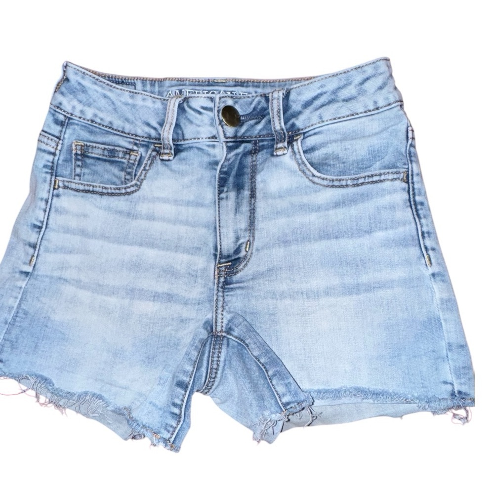 American Eagle High-Waist Shorts - Denim Light Wash Cutoffs | Summer